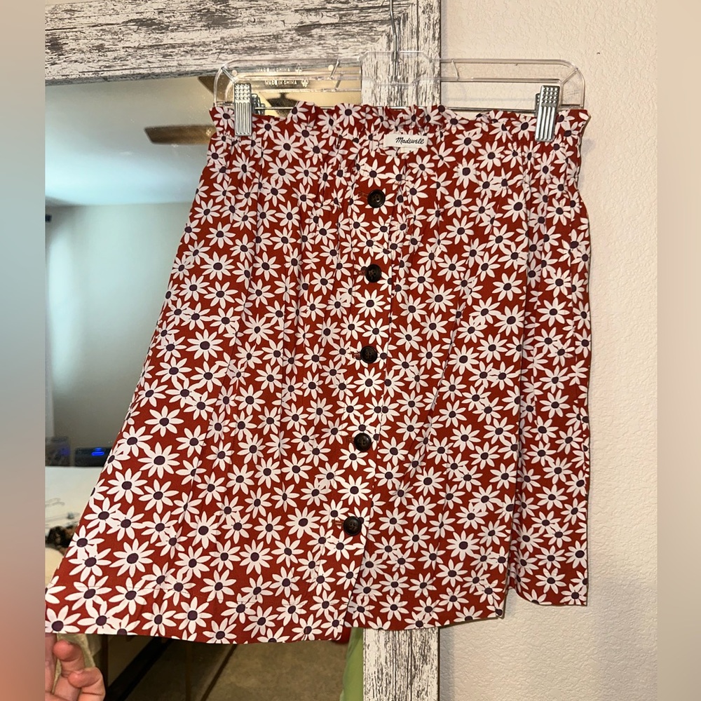 Madewell Skirt in Orange and White Floral